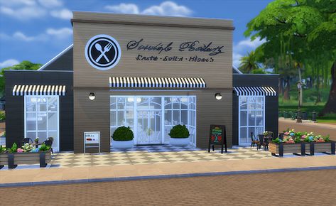 My House -The Sims 4 : Símplice Restaurante - The Sims 4 (No cc) #thesims4houses #sims4nocc #casas #thesims4 #thesims4nocc The Sims 4 Restaurant Ideas, Restaurant The Sims 4, Sims 4 Restaurant Layout, Sims 4 Restaurant Ideas, Restaurant Sims 4, Sims 4 Loft, Sims 4 Restaurant, Classic American Diner, Sims 4 Cottage