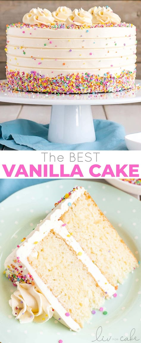 Classic Vanilla Cake, Fluffy Vanilla Cake, Best Vanilla Cake Recipe, Cake Layers, Vanilla Cake Recipe, Vanilla Buttercream, Perfect Cake, Food Cakes, Sweets Treats