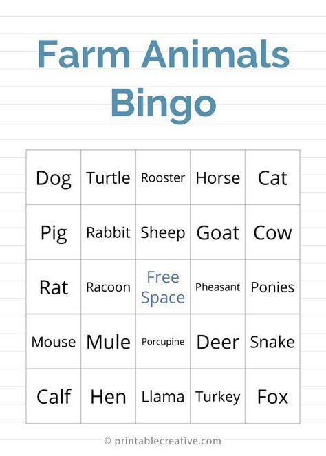 Download or create custom #printable #farmanimals bingo cards. Printable Farm Animals, Free Printable Bingo Cards, Bingo Cards Printable, Free Printable Activities, Printable Animals, Bingo Printable, Animal Groups, Printable Activities For Kids, Animal Habitats