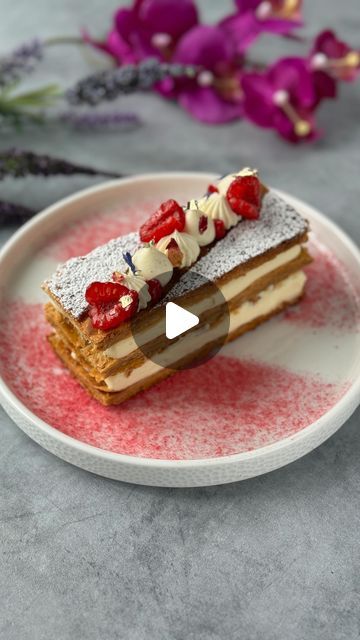 Raspberry Confit, Lemon Pastry Cream, Millefeuille Recipe, Gelatin Sheets, Diplomat Cream, The Diplomat, Almond Tart, Vanilla Beans, Pastry Cream