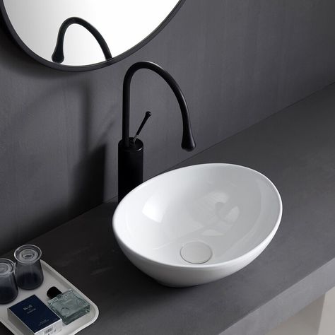 Bowl Sink Bathroom, Basin White, Best Bathroom Designs, Sink Sizes, Vessel Bathroom Sink, Plumbing Bathroom, Vessel Sink Bathroom, Bathroom Countertops, Bowl Sink