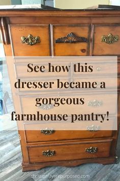 Diy Farmhouse Ideas, Freetime Activities, Repurposed Dresser, Farmhouse Pantry, Tall Dresser, Furniture Flips, Diy Dresser, Furniture Rehab, Diy Furniture Renovation