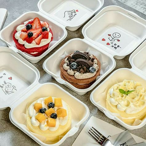 Takeaway Desserts, Lunch Box Baking, Hamburger Box, Mini Torte, Food Boxes, Dessert Packaging, Baking Cakes, Think Food, Cute Desserts