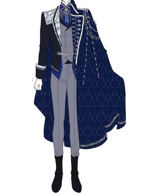 Historical Manhwa Outfits, Blue Fantasy Outfit Male, King Outfit Drawing, Anime Royalty Outfits, Historical Manhwa Men, Prince Outfit Design, Fantasy Prince Outfit, Sasaki Kojiro, Sea God