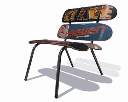 Skateboard Bedroom, Skateboard Room, Skateboard Furniture, Perfect Chair, Sustainable Furniture, Teen Room, Recycled Furniture, Repurposed Furniture, Metal Table