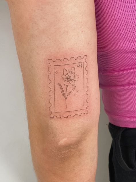 Fairy Arm Tattoo, Gladiolus And Poppy Tattoo, August Tattoos, Flower Stamp Tattoo, Gladiolus Poppy, Gladiolus Flower Tattoo, Month Tattoos, August Tattoo, August Flower Tattoo