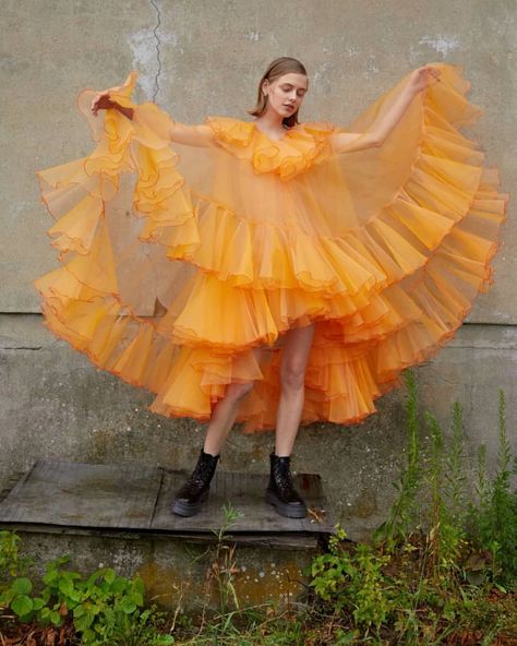 Orange Elegant Exquisite Simple Women Dress Tulle See Thru A-Line Evening Dress High Low Tulle Ruffle Party Dress Photography - AliExpress 200000345 High Low Prom Dresses, A Line Evening Dress, Tulle Prom Dress, Prom Gown, Orange Dress, Tulle Dress, Night Dress, Ruffles, High Low Dress