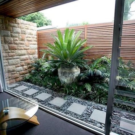 Beautiful Modern Fence Design Ideas Small Garden Landscape Design, Pagar Modern, Small Garden Landscape, Side Yard Landscaping, Modern Fence Design, Small Courtyard Gardens, Courtyard Gardens Design, Small Backyard Gardens, Landscape Designs