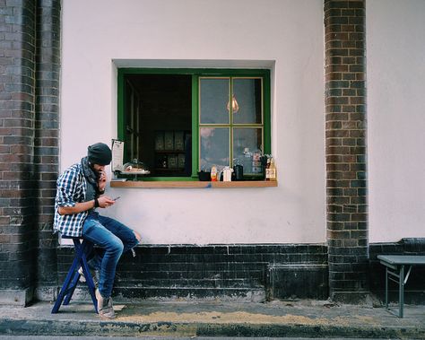 Waiting for coffee. Concierge Coffee in Berlin Cafe Window Design, Cuban Cafe, Cafe Window, Bistro Restaurant, Shop Facade, Coffee Shop Interior Design, Coffee Shops Interior, Cafe Bistro, Best Coffee Shop