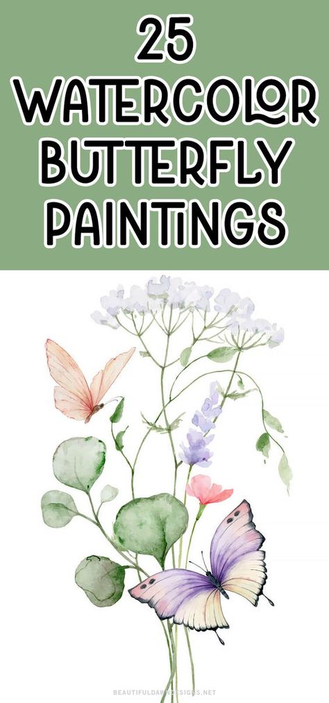 Watercolor Flowers And Birds, Insects Watercolor Painting, Watercolor Butterflies Tutorial, Watercolor Butterflies Painting Watercolour, Pictures To Paint Ideas, Paintings With Butterflies, Watercolor Butterflies Painting, Painting Inspiration Watercolor, Painting Butterflies Acrylic