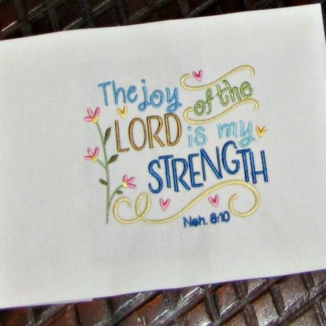 Scripture Embroidery, Bible Verse Embroidery, Verse Embroidery, Baby Quilt Patterns Easy, Religious Embroidery, Christian Embroidery, The Joy Of The Lord, Embroidery Quilt, Baby Quilt Pattern