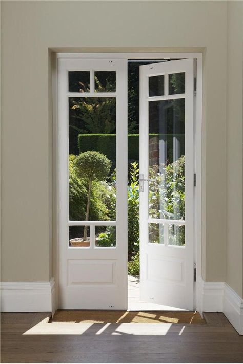 four foot double french doors - Google Search Traditional Patio Doors, Bedroom Patio Doors, Narrow French Doors, Double Patio Doors, French Doors Bedroom, Double Doors Exterior, French Patio, French Doors Exterior, Double French Doors