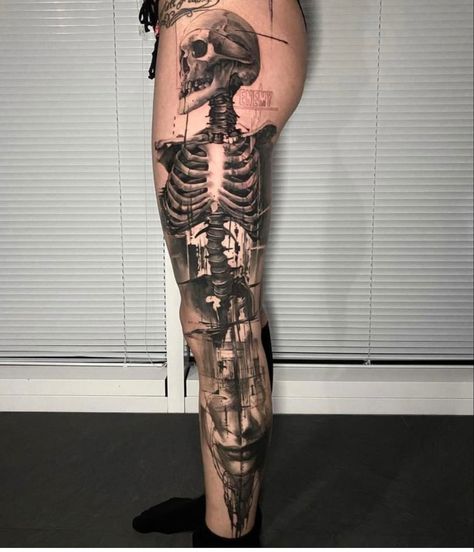 Snowman Tattoo, Skull Thigh Tattoos, Tattoo Rib, 42 Tattoo, Skeleton Tattoo, Full Leg Tattoos, Tattoos Mandala, Skeleton Tattoos, Tattoos Geometric