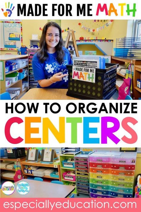 In case you missed it, the Made For Me Math Growing Bundle is finally here! Task boxes, file folders, assessments, recipes… if navigating this massive curriculum has you feeling overwhelmed, fear not! We have reached out to special education teacher (and organization extraordinaire) Rachel Glassman to share a few tips and tricks on how she best utilizes the Made For Me Math curriculum. Made For Me Literacy, Math Centers Organization, Sped Organization, Math Center Organization, Special Education Visual Schedule, Special Education Curriculum, Classroom Arrangement, Social Stories Preschool, Self Contained Classroom