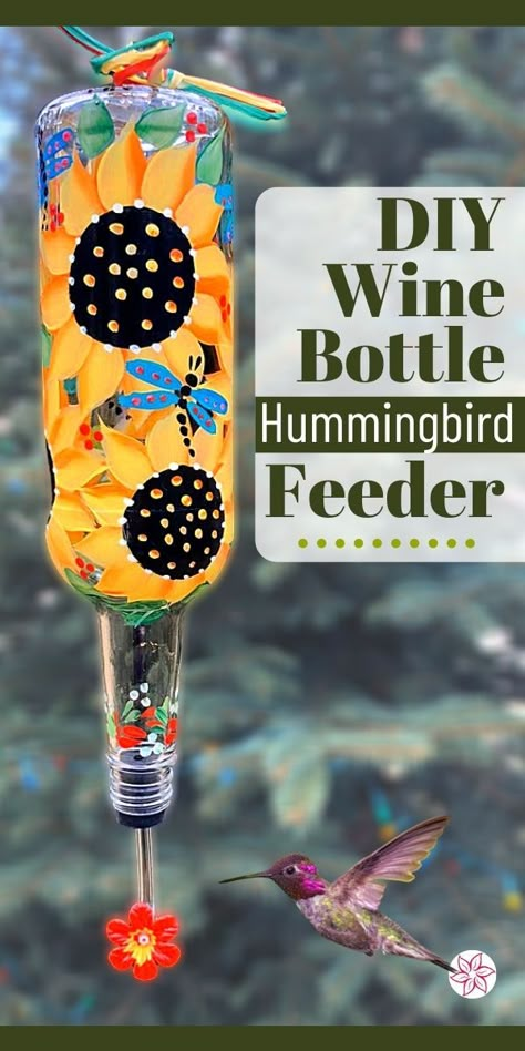 Humming Bird Feeders Diy Homemade, Wine Bottle Crafts Outdoor, Hummingbird Feeder Diy, Hummingbird Craft, Wine Bottle Crafts Diy Easy, Hummingbird Feeder, Wine Bottle Hummingbird Feeder Diy, Wine Bottle Hummingbird Feeder Diy Ideas, Wine Bottle Painting Ideas