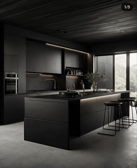 Black Home Aesthetic, Mob Aesthetic, Kitchen Wallpaper Ideas, Design Kitchen Ideas, Modular Kitchen Design, Decoration Bathroom, Casa Container, Money Life, Minimalist Room