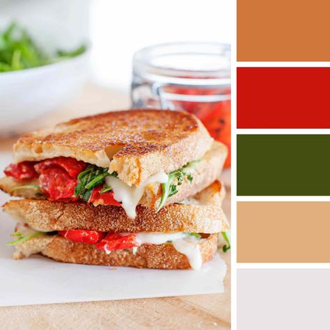 Sandwich Color Palette, Food Inspired, Pantone Colors, Red Pepper, Grilled Cheese, Color Pallets, Pantone Color, Red Peppers, Halloween Diy