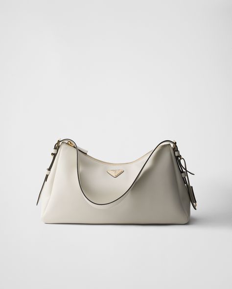 White Prada Aimée Large Leather Shoulder Bag | PRADA Prada Aimee Bag, Prada White Bag, White Luxury Bag, White Designer Bag, Bag Prada, Messenger Bag Backpack, Luggage Bags Travel, Prada Shoulder Bag, Mini Bucket Bags