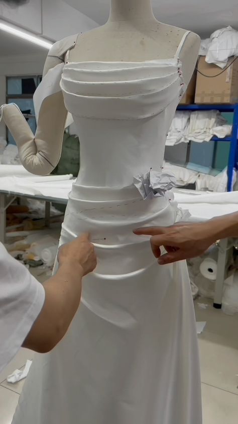 AND Bride | The production process of handmade wedding dresses #weddingdress #weddingdressinspo #weddingdressinspiration #weddingdressshopping… | Instagram Draping Dress Ideas, Wedding Dress Patterns Sewing, Dress Draping, Draping Dress, Pattern Draping, Handmade Wedding Dresses, Draping Fashion, Wedding Dress Patterns, Myanmar Dress