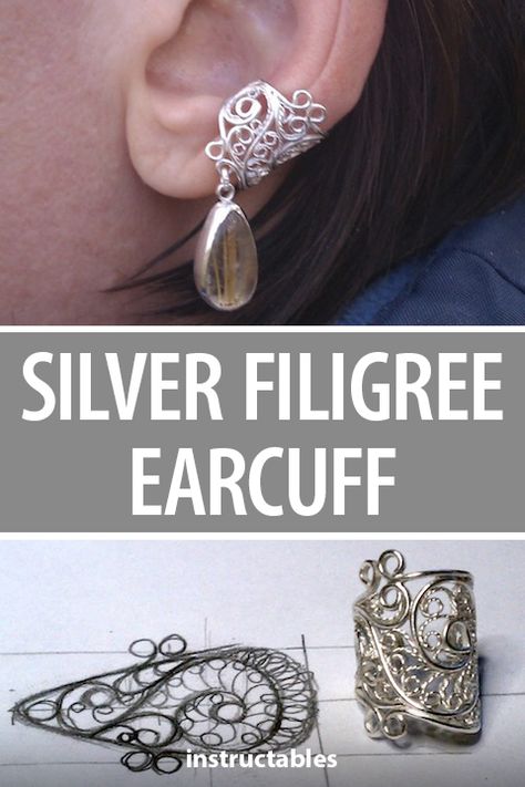 Learn about a classic filigree technique to make silver filigree ear-cuffs. #Instructables #jewelry #earring #jewelrymaking Amazing Jewelry Silver, Filigrana Jewelry, Filigree Silver Jewelry, Jewelry Tutorials Free, Abalone Ring, Handmade Jewelry Findings, Geode Jewelry, Crystal Wedding Jewelry, Wedding Bridesmaid Jewelry