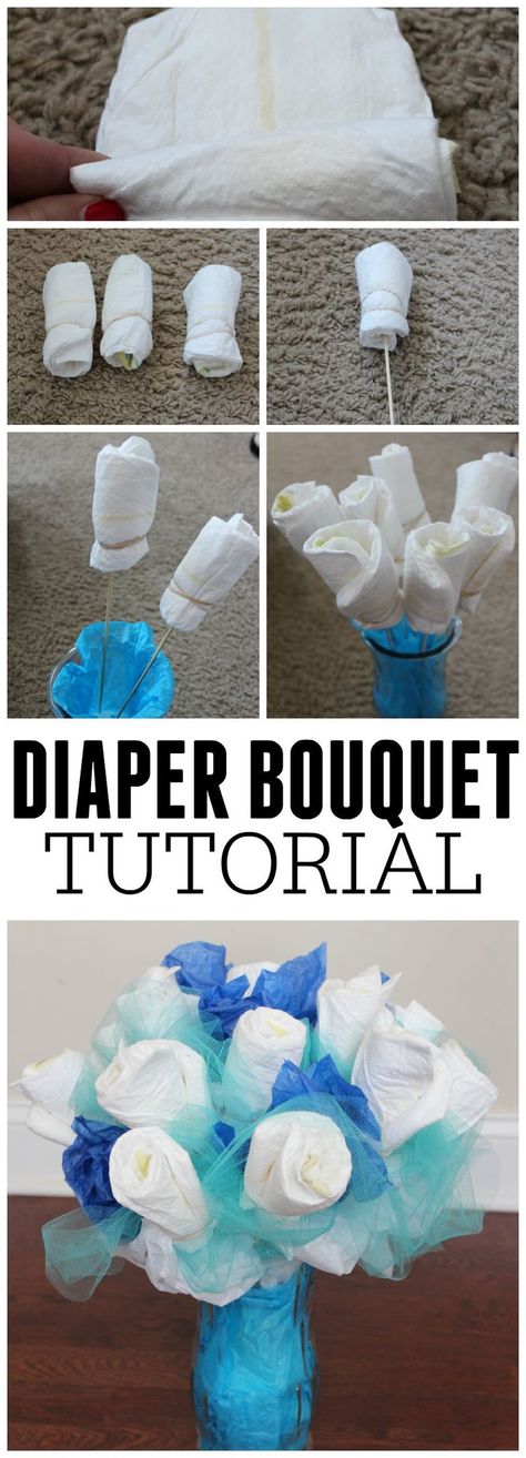 Looking for a fun DIY Baby shower gift idea? Check out this easy an inexpensive diaper bouquet tutorial. Diaper Bouquet Tutorial, Diy Babyshower, Diy Boy Gifts, Baby Shower Cake Table, Diaper Bouquet, Diy Diaper Cake, Pink Diy, Bouquet Tutorial, Diy Baby Shower Decorations