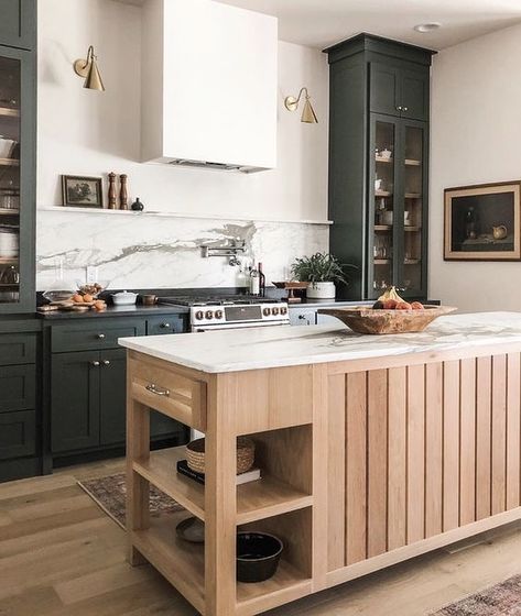 Kaytee Design Co on Instagram: “Have a happy weekend everyone ! My goal is to get the rest of my Christmas shopping done before Monday. I would love to know what home…” Backsplash With Ledge, Backsplash Shelves, Green And Wood Kitchen, Minneapolis Miracle, Wood Island Kitchen, Backsplash Shelf, Timeless Kitchen Design, Wood Floor Kitchen, 2024 Kitchen