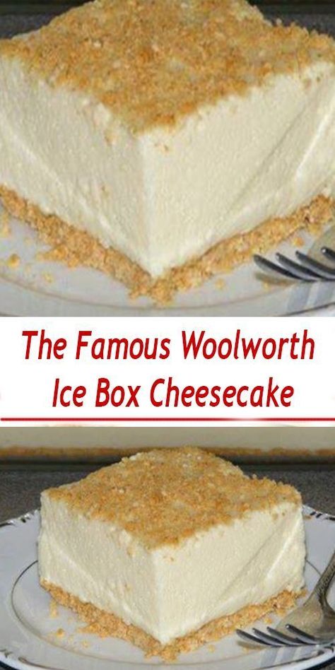 Ice Box Cheesecake, Icebox Cheesecake, Woolworth Cheesecake Recipe, Ice Box Pie, Icebox Desserts, Cheescake Recipe, Icebox Cake Recipes, Icebox Pie, Lemon Ice