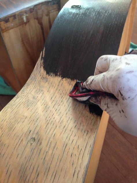 How to Use Gel Stain (over finished or unfinished wood) • Refresh Living Staining Wood Table Diy, Stains For Cherry Wood, How To Fix Stained Wood, How To Darken Stained Wood, How To Gel Stain Over Painted Wood, Grey Gel Stain Over Honey Oak, How To Stain Over Stained Wood, How To Stain Pine Wood Dark, Staining Painted Wood