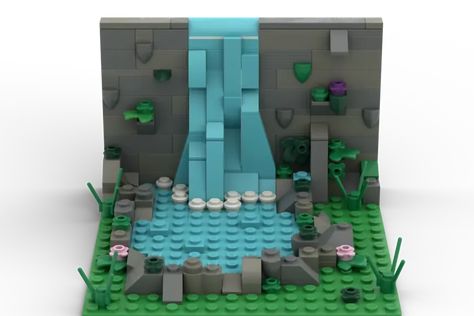 LEGO IDEAS - Horseshoe Falls, Niagara Falls Lego Waterfall Ideas, Lego Pond Ideas, Lego Zoo Ideas, Lego Waterfall, Lego Zoo, Lego House Ideas, Mini Waterfall, Building A Pond, Lego Accessories