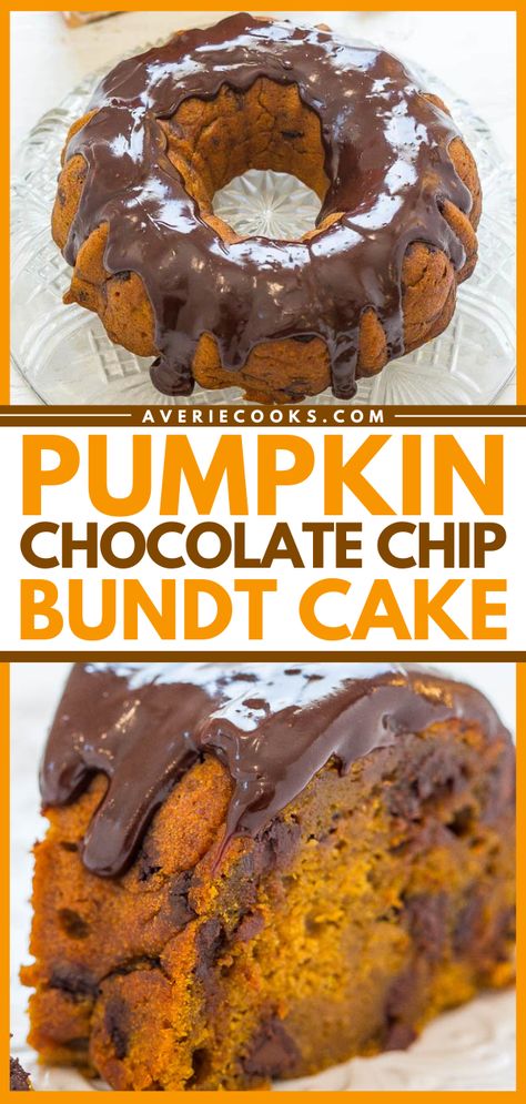 Pumpkin Chocolate Chip Bundt Cake, Pumpkin Chocolate Chip Bundt, Moist Pumpkin Cake, Chocolate Chip Bundt, Chocolate Chip Bundt Cake, Pumpkin Bundt, Pumpkin Fudge, Pumpkin Cookie Recipe, Pumpkin Bundt Cake