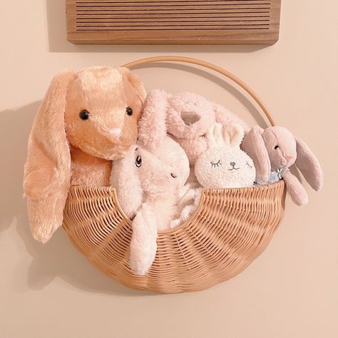 Nursery Stuffed Animal Display, Stuffed Animal Wall Storage, Nursery Wall Storage, Hanging Baskets On Wall Nursery, Hanging Baskets Nursery, Wall Basket For Stuffed Animals, Mounted Stuffed Animal Head Nursery, Baskets Hanging Fr Toys, Wall Basket Stuffed Animals