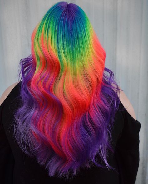 Rainbow Hair Prism, Rainbow Prism Hair, Prism Hair, Exotic Hair, Mermaid Hair Color, Pulp Riot Hair Color, Split Dyed Hair, Vivid Hair Color, Disney Hair