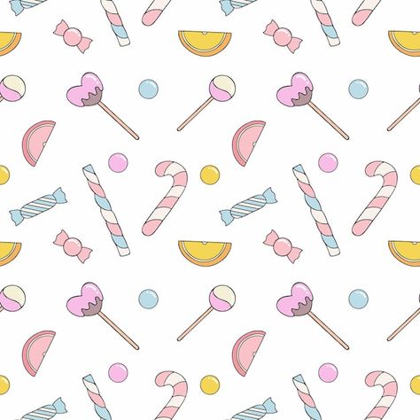 Download this Premium Vector about Endless seamless background with sweets and candies. Lollipops and candies on a white background. Wallpaper for sewing clothes, printing on fabric, packaging paper., and discover more than 15 Million Professional Graphic Resources on Freepik Sweets Background Design, Tailoring Wallpaper, Sweets Background, Diy Eid Gifts, Background Sweet, Candy Rain, Candy Background, Candy Drawing, Candy Pictures