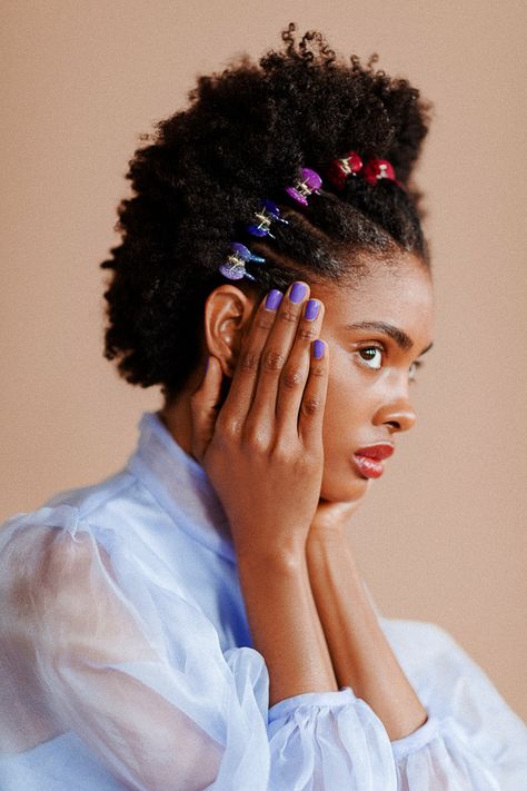 Feast Your Eyes On These Beautiful Hair Accessories | Into The Gloss Afro With Hair Clips, Black Women Hair Accessories, Afro Accessories Natural Hair, Afro With Accessories, Hair Accessories For Natural Hair, Short Natural Hair Accessories, Hair Accessories Short Hair, Very Short Hair Accessories, Afro Accessories