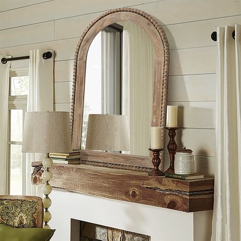 Dakota Fields Jerri Wood Wall Mirror & Reviews | Wayfair Mantel Decor Mirror, Boho Wood Mirror, Layered Mantle Decor Mirror, Mirror For Mantle, Fireplace Mantel Mirror, Farmhouse Living Room Mirrors, Fireplace Decor With Mirror, Above Fireplace Decor Wall, Mirror Over Fireplace Mantle