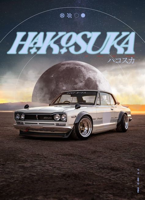 Nissan Skyline GTR - Hakosuka poster art design Hakosuka Gtr Wallpaper, Nissan Gtr Hakosuka, Nissan Hakosuka, Hakosuka Gtr, Gtr Hakosuka, Gtr Skyline, Poster Art Design, Automotive Artwork, Nissan Skyline Gtr