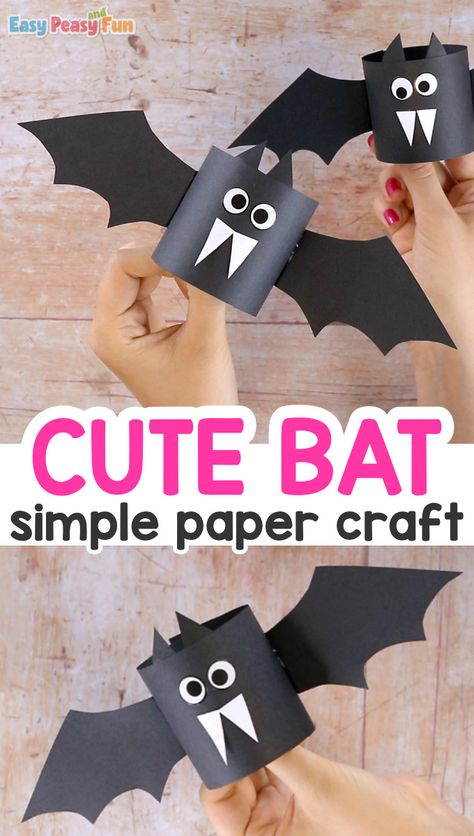 Toilet Paper Roll Bat, Halloween Crafts For Kids To Make, Bat Craft, Paper Bat, Halloween Crafting, Halloween Crafts For Toddlers, Halloween Kunst, Fun Halloween Crafts, Halloween Arts And Crafts