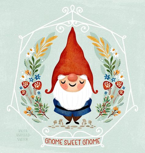 Anita Ashfield-Salter on Instagram: “I’ve had gnomes on the brain lately. 😘🍄 - - - #makeartthatsells #illustratorlife #digitalillustration #dailydraw #childrensillustration…” Christmas Gnome Illustration, Elf Illustration, Gnome Illustration, Monkey Mind, Daily Drawing, Photoshop Art, November 1, Childrens Illustrations, Children's Book Illustration