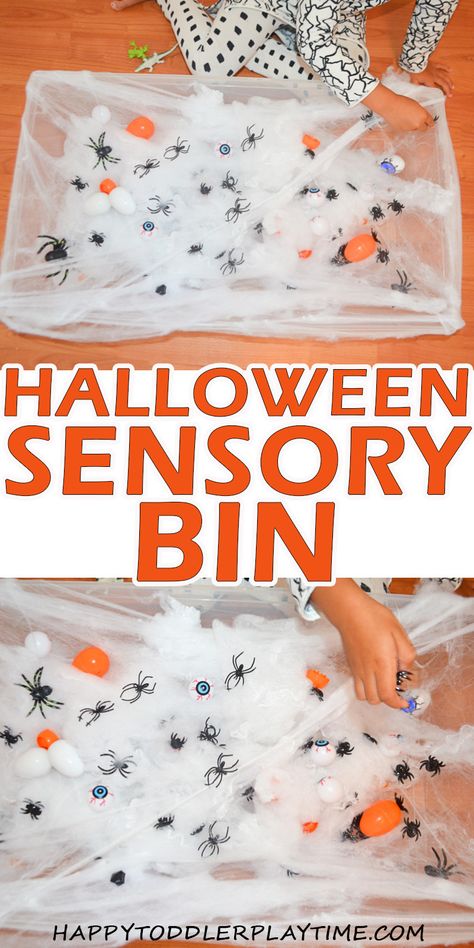 Spooktacular Halloween Sensory Bins - HAPPY TODDLER PLAYTIME Toy Rescue Activity, Halloween Sensory Bin, Halloween Activities For Toddlers, Toddler Sensory Bins, Halloween Infantil, Halloween Sensory, Sensory Ideas, Halloween Crafts For Toddlers, Halloween Arts And Crafts