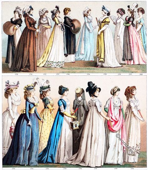 Fashion under the French Revolution 1789 to 1802. | World4 French Revolution Fashion, 1790s Fashion, French Outfits, Empire Fashion, 18th Century France, The Scarlet Pimpernel, Scarlet Pimpernel, Much Ado About Nothing, 1800s Fashion