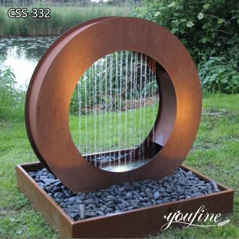 Outdoor Wall Fountains, Water Fountain Design, Kolam Air, Outdoor Water Features, Garden Water Fountains, Garden Water Feature, Diy Garden Fountains, Fountains Backyard, Garden Waterfall