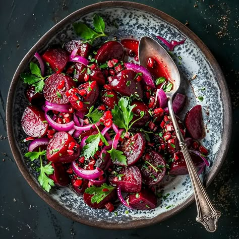 Enjoy a vibrant Marinated Beet Salad with earthy beets, tangy red onions, and fresh parsley, all tossed in a flavorful vinaigrette. Perfect for any meal! Lamb And Beets, Balsamic Beet Salad, Marinated Beets Recipe, Haitian Beet Salad, Beet Salad Recipes Cold, Beet Salad With Arugula, Red Beet Salad, Marinated Beets, Red Beets Salad