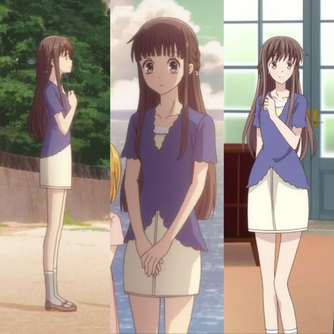 tohru honda wearing yellow and blue lace trimmed camisole with short sleeved blue cardigan on top and off white skirt outfit Tohru Inspired Outfits, Fruits Basket Outfits, Tohru Honda Hairstyles, Tohru Honda Outfit Ideas, Tohru Honda Outfit, Honda Inspire, Cute Anime Outfits, Kyo And Tohru, Tohru Honda