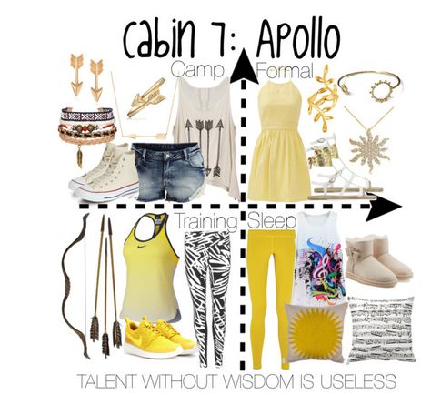 "Cabin 7: Apollo" by aquatic-angel ❤ liked on Polyvore featuring VILA, Converse, Ross-Simons, NIKE, Bling Jewelry, Allurez, Journee Collection, Contrarian, Ancient Greek Sandals and Agnes de Verneuil Cabin 7 Apollo, Cabin Clothes, Cabin Outfit, Apollo Cabin, Cabin 7, The Kane Chronicles, Percy Jackson Cabins, Percy Jackson Outfits, Zio Rick