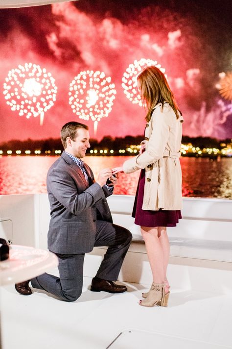 Proposal Fireworks, Yacht Proposal, Disney World Surprise, Disney World Fireworks, Wedding Proposal Ideas Engagement, Magic Kingdom Fireworks, Best Wedding Proposals, Romantic Surprise, Proposal Photography