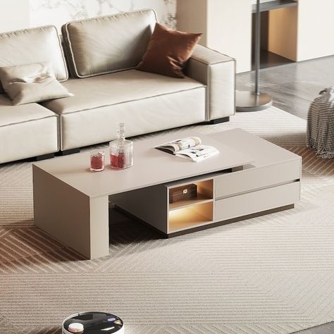 Modern Rectangular Extendable Coffee Table with Drawer Storage - On Sale - Bed Bath & Beyond - 38393758 Dnevni Boravak, Extendable Coffee Table, Brown Coffee Table, Coffee Table With Drawers, Modern Style Design, Modular Sectional Sofa, Table Table, L Shaped Sofa, Rectangular Coffee Table