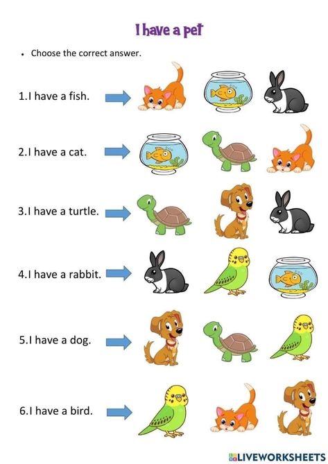 Pet Worksheet, Speaking Activities English, Animal Worksheets, Worksheet For Kids, Alphabet Worksheets Preschool, Interactive Presentation, Learning English For Kids, Printables Free Kids, Kids English