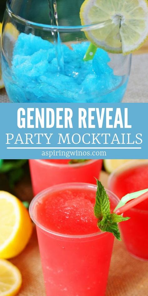 Planning a gender reveal party? Pick a virgin cocktail from this list of gender reveal mocktails to serve. There are tons of pink and blue drink recipes. | Team Pink and Team Blue | Fun Alcohol free and alcohol variation ideas for boys and girls. #genderreveal #recipes #mocktail Gender Reveal Drinks, Mocktail Ideas, Balloon Popping, Gender Reveal Food, Mocktail Party, Gender Reveal Party Food, Cocktail Rose, Virgin Cocktails, Blue Drink