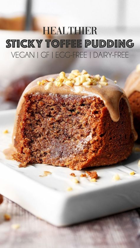 Sticky Date Pudding, British Desserts, Vegan Baking Recipes, Toffee Pudding, Sticky Toffee Pudding, Sticky Toffee, Dairy Free Dessert, Vegan Christmas, Healthy Cake