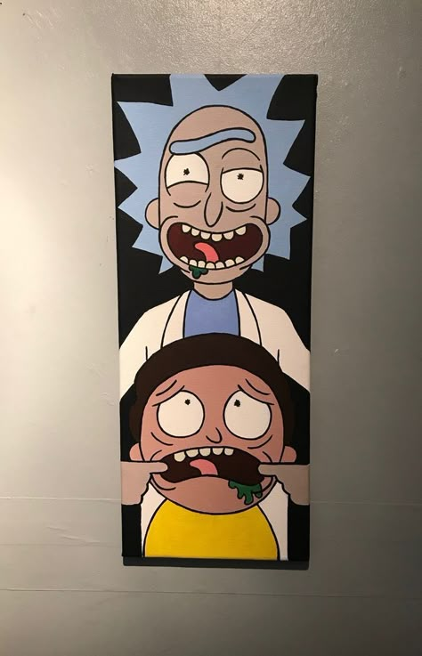 Rick And Morty Art Canvas, Rick And Morty Canvas Painting, Rick And Morty Canvas, Rick And Morty Painting, Art Mini Toile, Rick And Morty Drawing, Trippy Drawings, Trippy Painting, Hippie Painting